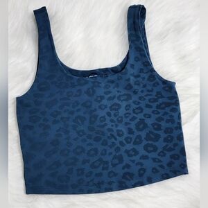 Beyond Yoga Blue Leopard Print Crop Tank / Sports Bra Size S